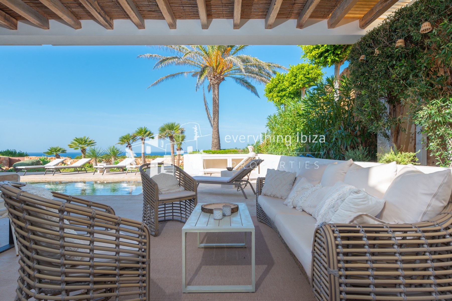 Contemporary elegance meets coastal luxury in this stunning sea-view villa with pool in Ibiza