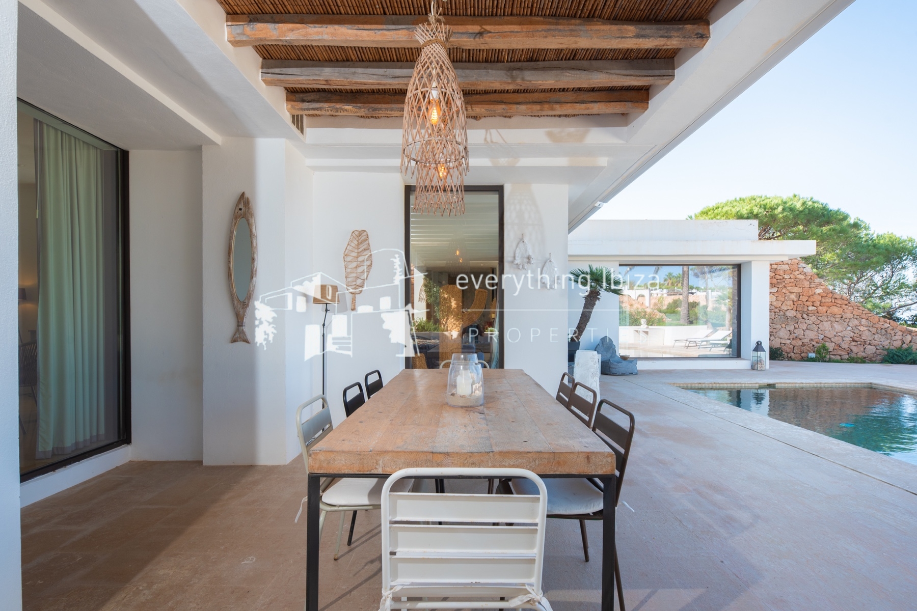 Contemporary elegance meets coastal luxury in this stunning sea-view villa with pool in Ibiza