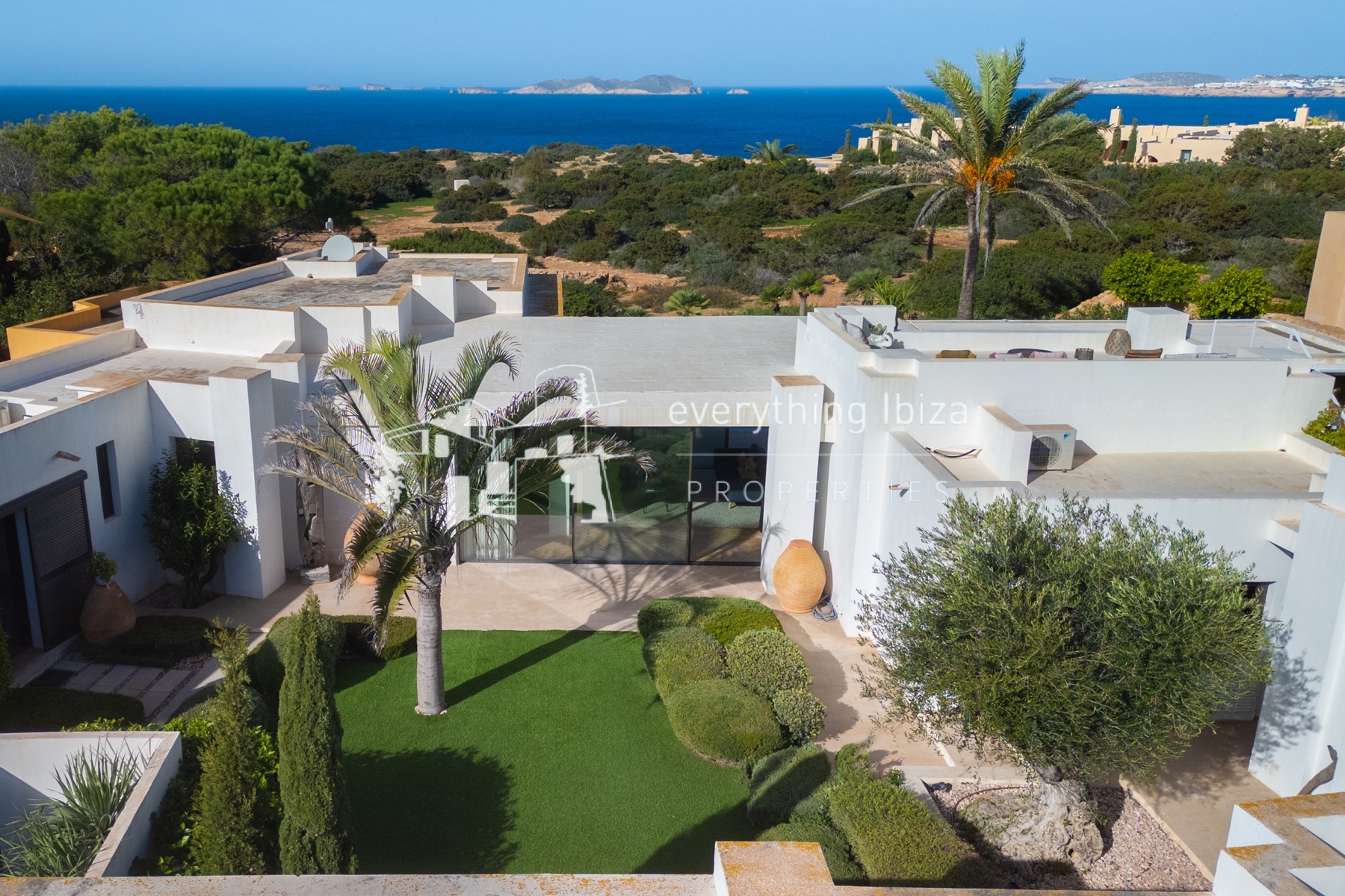 Contemporary elegance meets coastal luxury in this stunning sea-view villa with pool in Ibiza