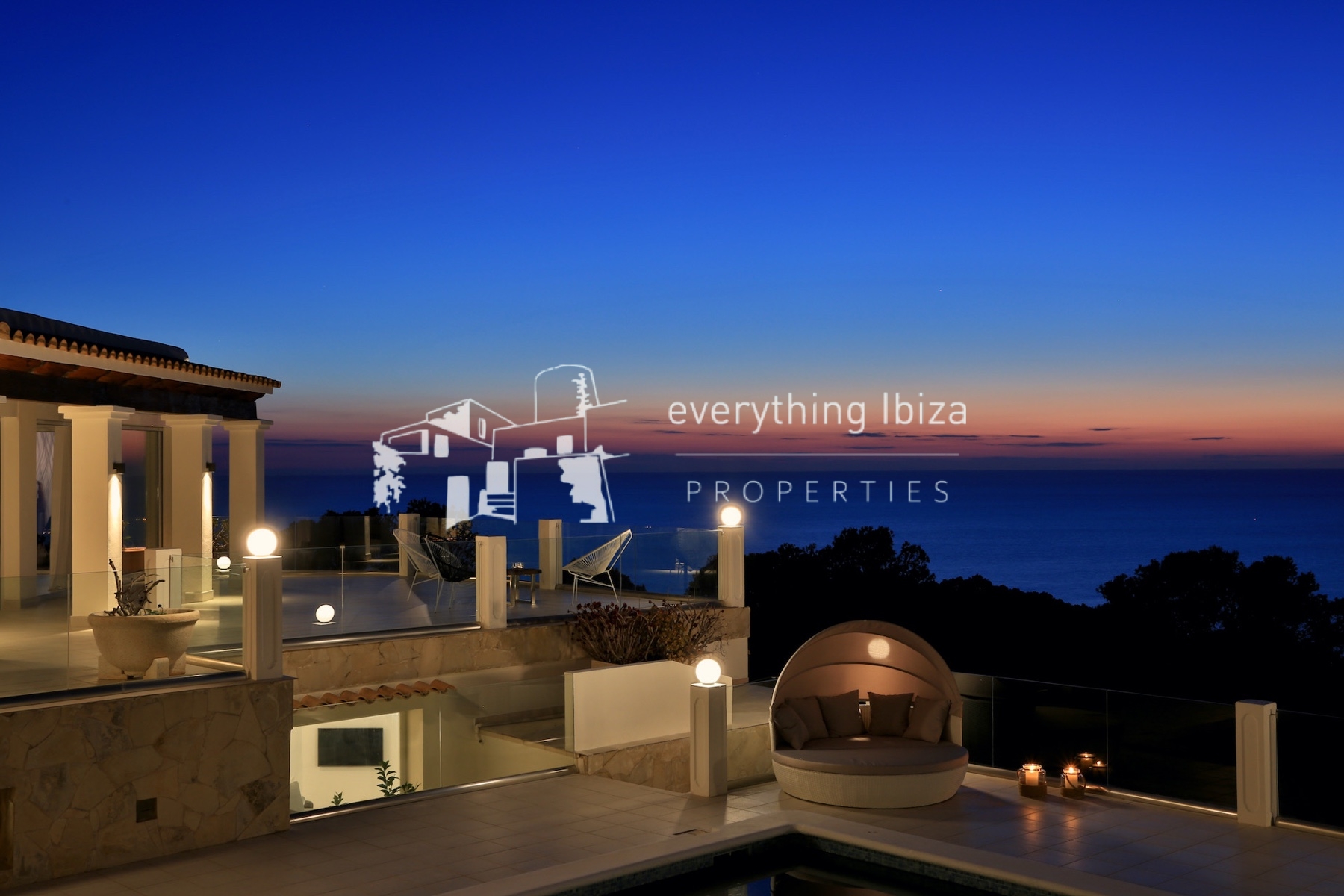 A Magnificent Elevated Villa with Private Pool Offering Stunning Sea and Sunset Views - for sale by everything ibiza Properties - ref. 1883