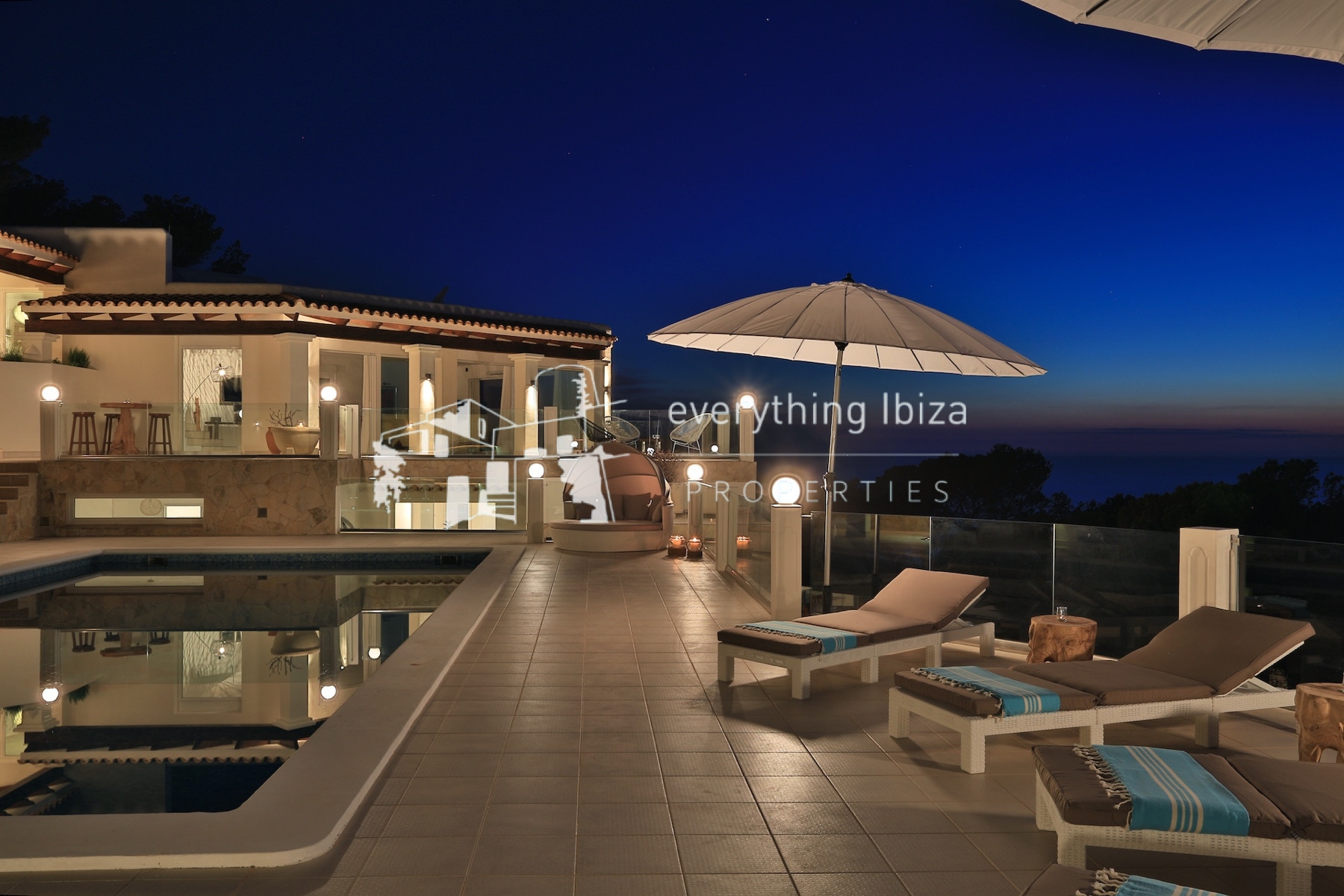 A Magnificent Elevated Villa with Private Pool Offering Stunning Sea and Sunset Views - for sale by everything ibiza Properties - ref. 1883