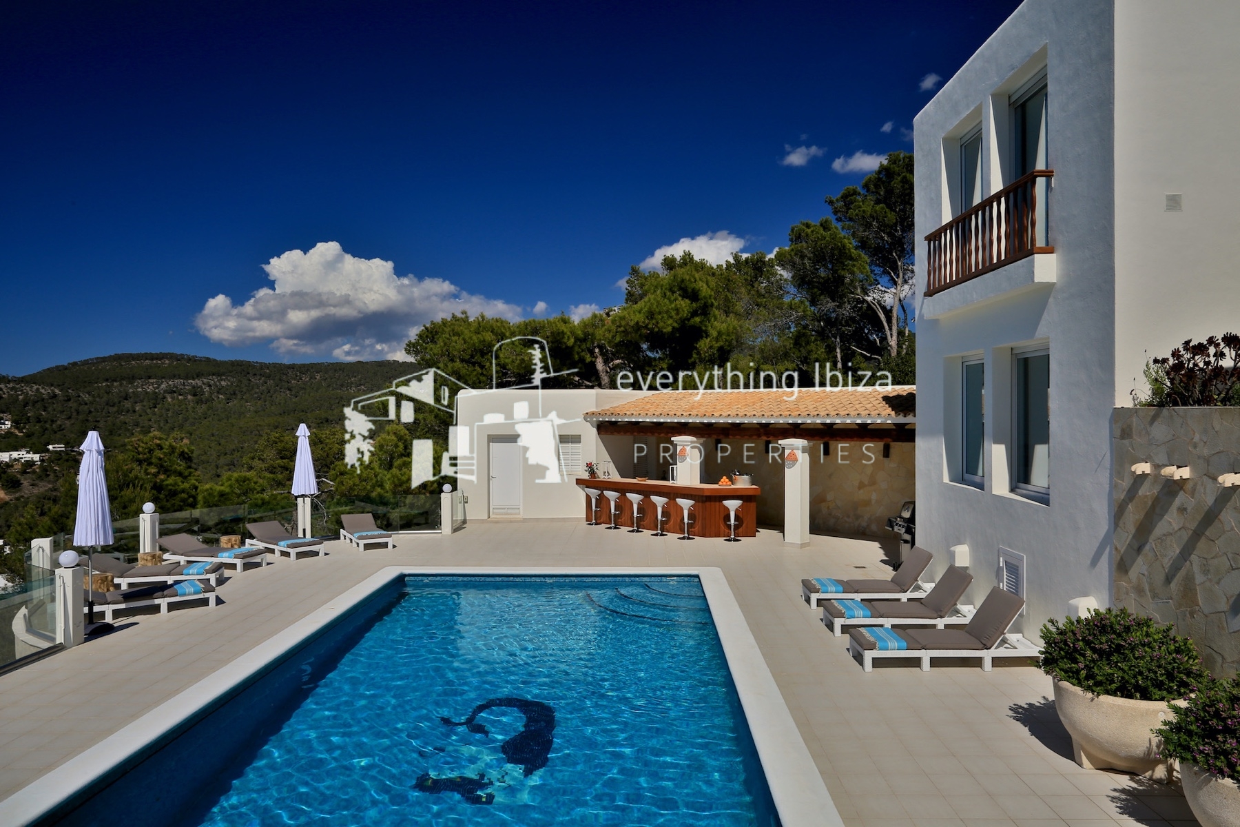 A Magnificent Elevated Villa with Private Pool Offering Stunning Sea and Sunset Views - for sale by everything ibiza Properties - ref. 1883