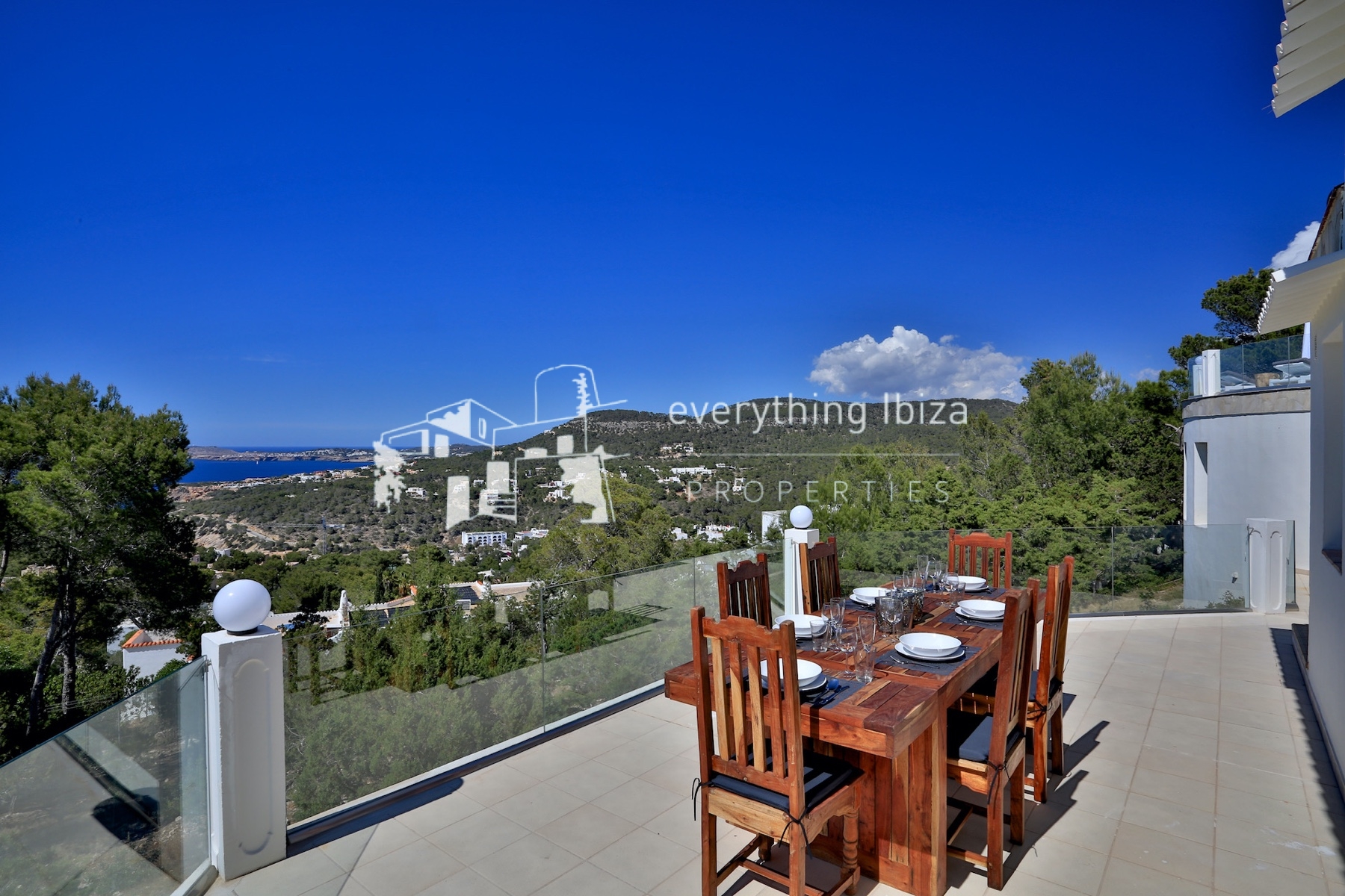 A Magnificent Elevated Villa with Private Pool Offering Stunning Sea and Sunset Views - for sale by everything ibiza Properties - ref. 1883