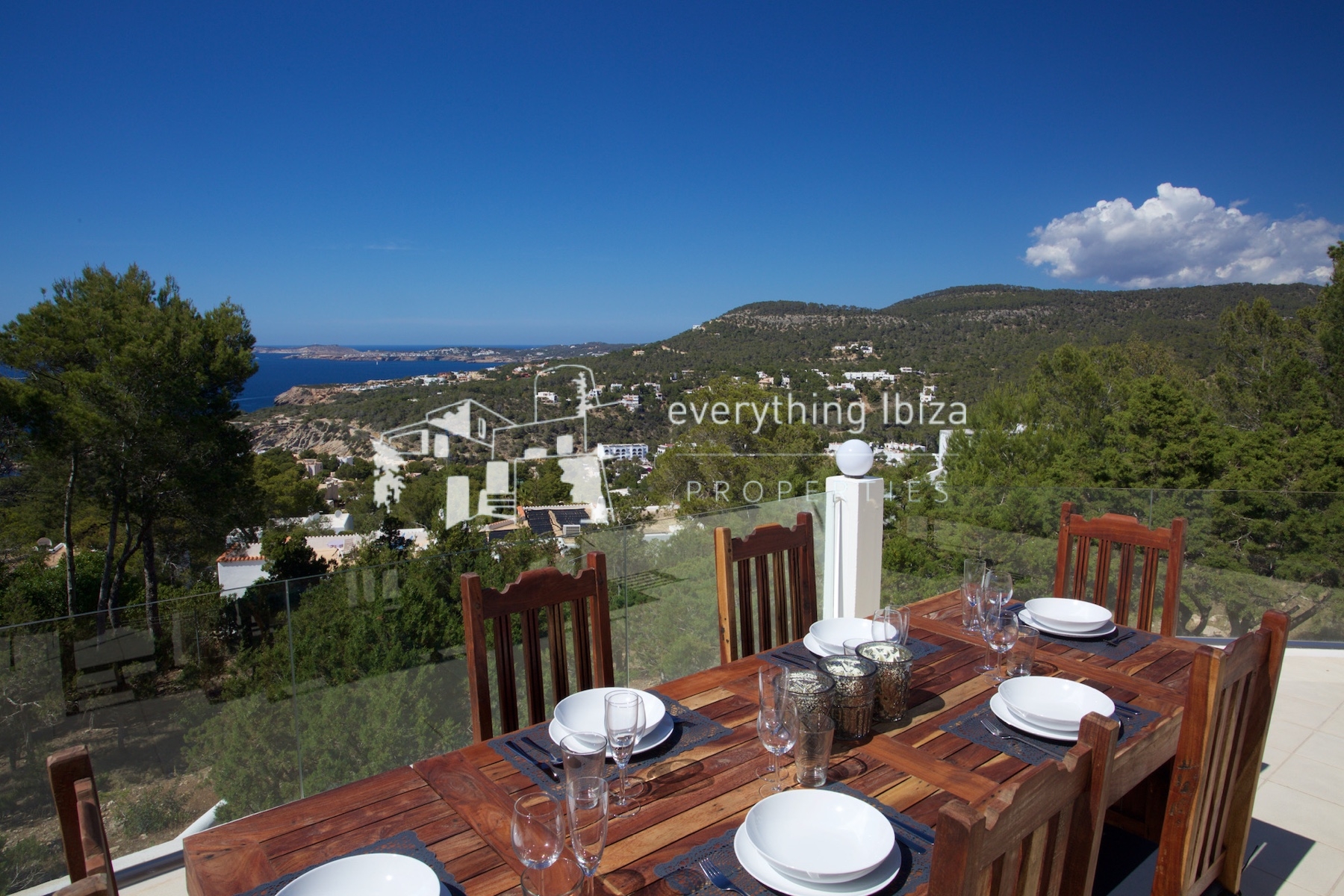 A Magnificent Elevated Villa with Private Pool Offering Stunning Sea and Sunset Views - for sale by everything ibiza Properties - ref. 1883